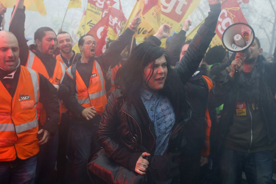 French railway workers demonstrate in Paris (Thibault Camus/AP/PA)