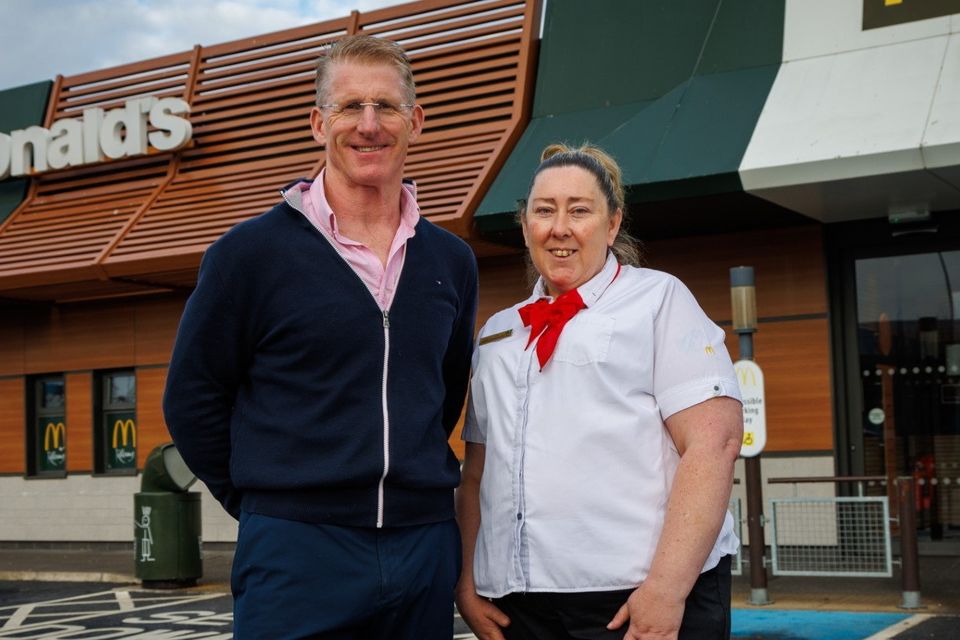 Lisa Banks with franchisee of the Kilkenny McDonald's where Lisa works, Chris Pim