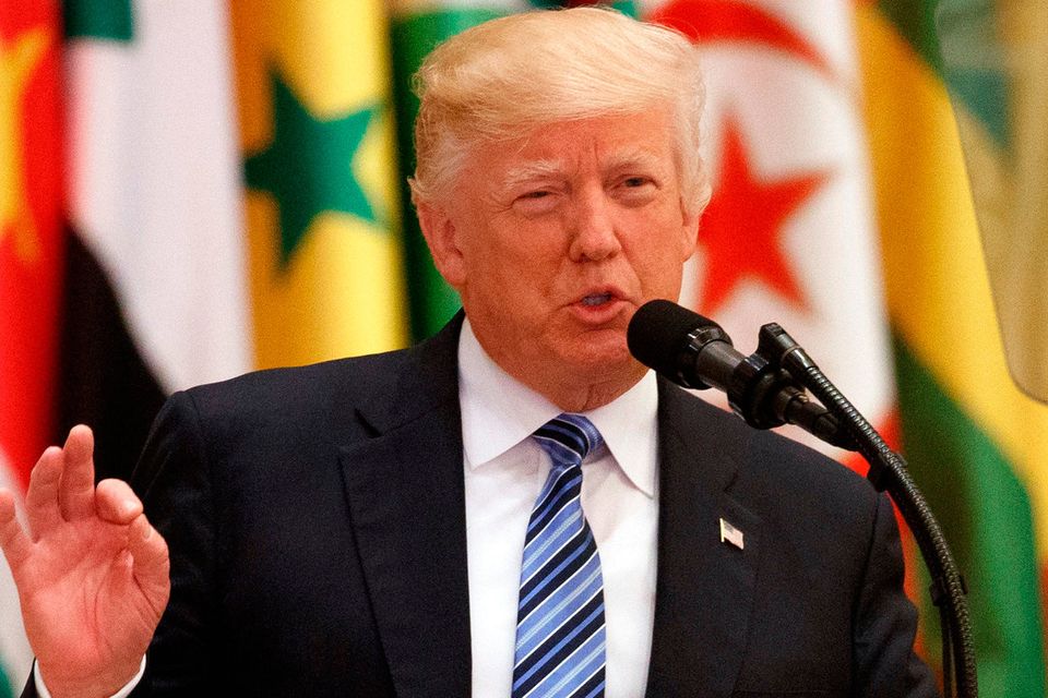 President Donald Trump delivers a speech to the Arab Islamic American Summit, at the King Abdulaziz Conference Center in Riyadh, Saudi Arabia. Photo: AP