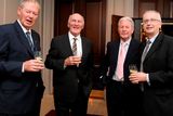 thumbnail: 22 December 2014; Mich?al O Muircheartaigh, left, former kilkenny hurler Eddie Keher, former Dublin footballer Eamon Breslin and John Treacy, CEO of the Irish Sports Council, during the Croke Park Hotel / Irish Independent Sportstar of the Year Luncheon 2014. The Westbury Hotel, Dublin. Picture credit: Barry Cregg / SPORTSFILE