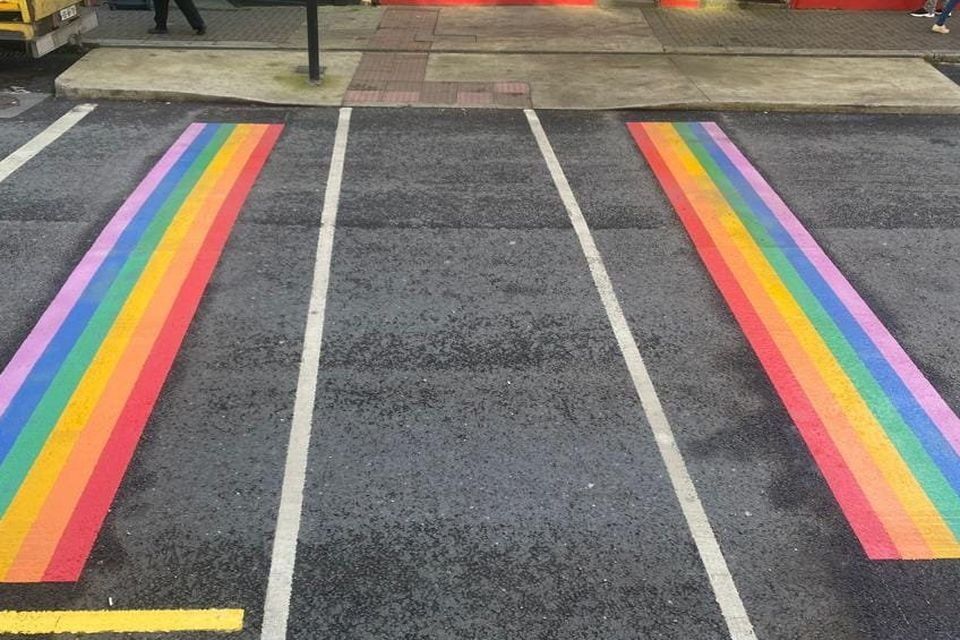 The 'rainbow crossing' in Arklow.
