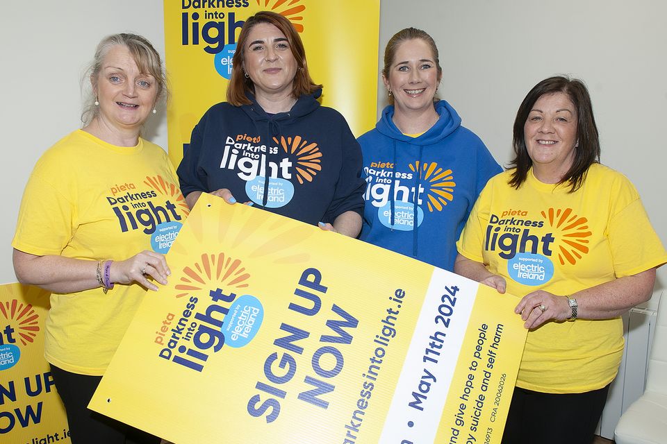 Olive Jordan (Enniscorthy), Sinead Ronan Wells (Pieta), Carina O'Brien (Enniscorthy) and Kerry O'Shea (Enniscorthy) were at the launch of Darkness into Light at MJ O'Connor's building in Drinagh on Wednesday evening. Pic: Jim Campbell