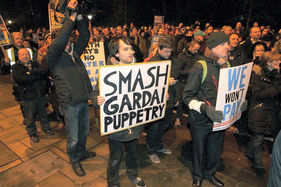 The Anti-Austerity Alliance protest which took place outside the Department of Justice on Stephen Green, Dublin. Pic Stephen Collins/Collins Photos