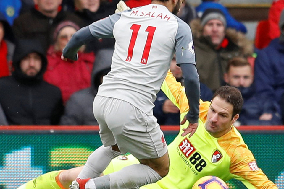 Salah leaves keeper Asmir Begovic grounded as he completes his hat-trick