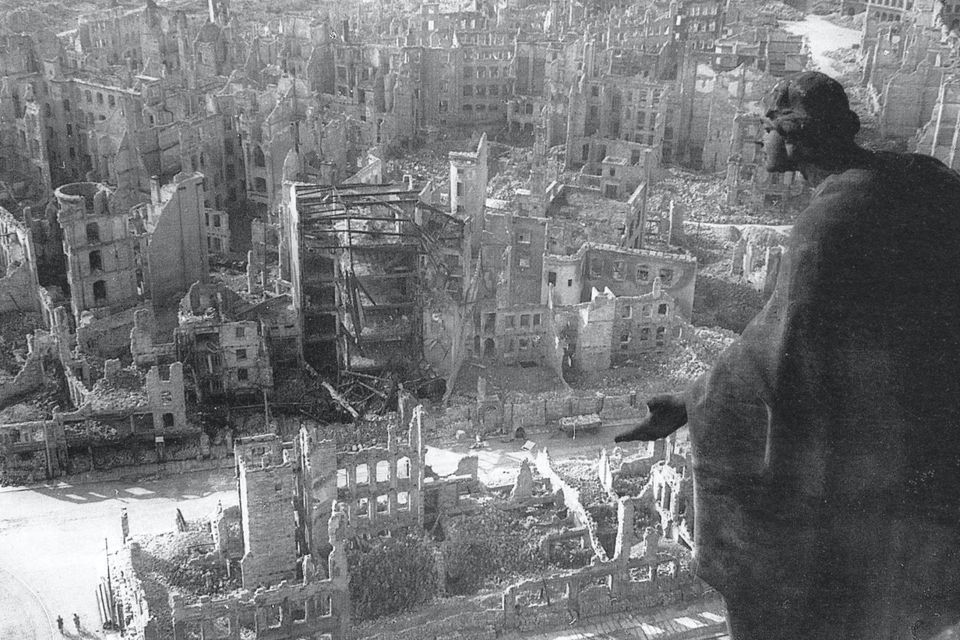 Wanton destruction: The city of Dresden after the RAF dropped 4,5000 tons of explosives, killing 25,000 people.
