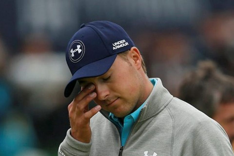 Jordan Spieth of the U.S. wipes his eye on the 18th green after completing his final round of the British Open golf championship on the Old Course in St. Andrews, Scotland, July 20, 2015