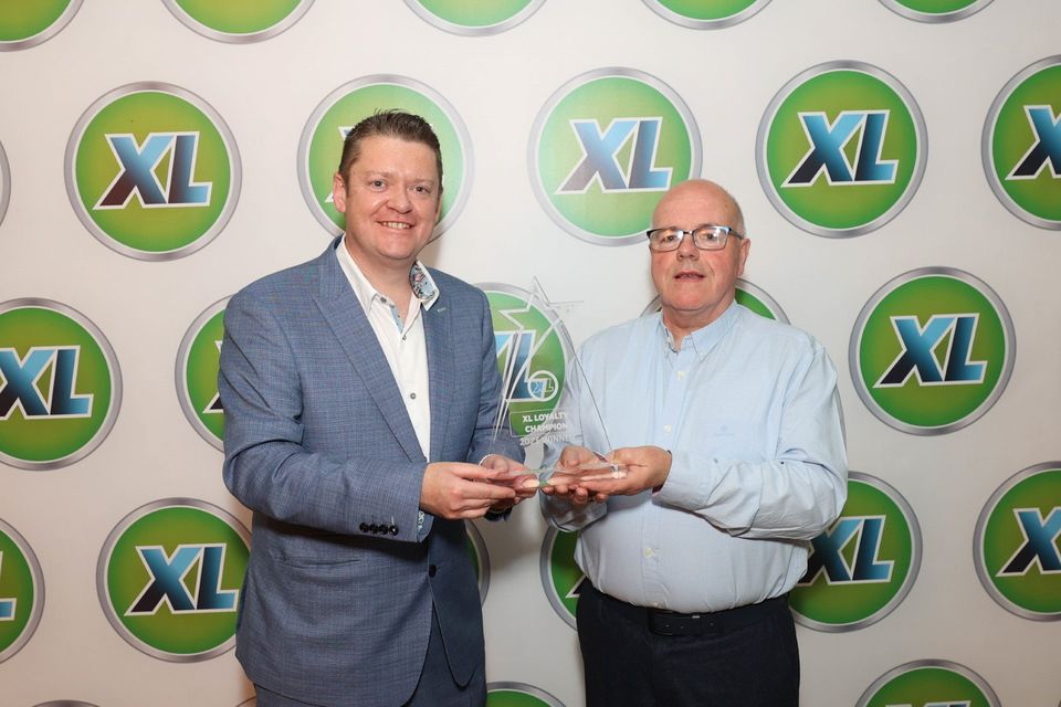 Pictured after receiving their prestigious XL Retail Group Awards were Padraic O’Keeffe (XL) and Willie McCoy.