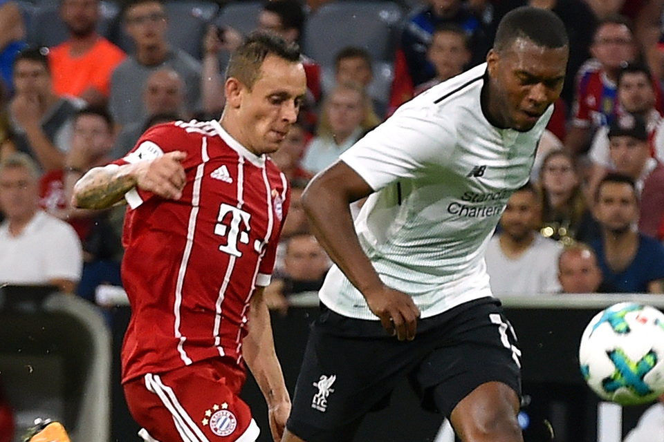 Daniel Sturridge scores Liverpool’s third goal against Bayern Munich in the Allianz Arena. Photo: Getty Images
