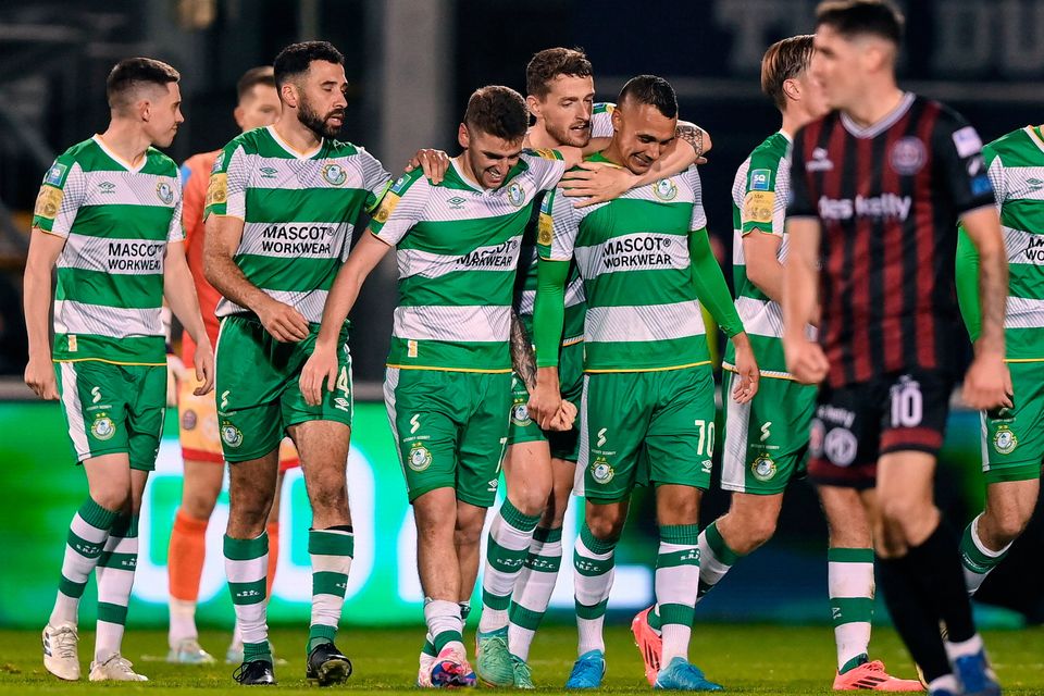 Graham Burke’s beauty gives Shamrock Rovers derby edge and keeps title hopes alive