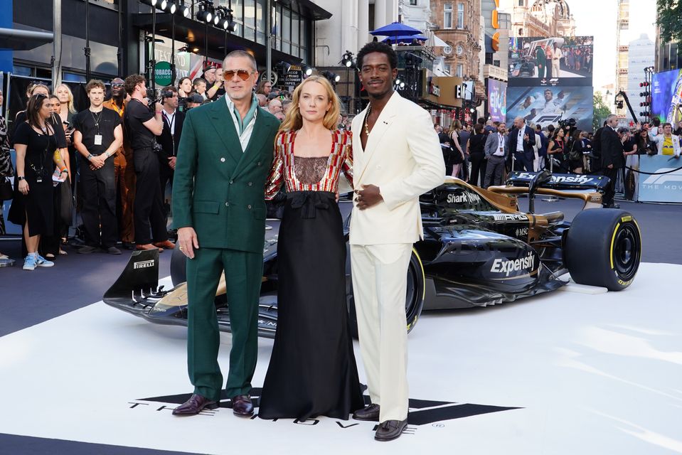 Brad Pitt, Kerry Condon and Damson Idris at the European premiere (Ian West/PA)