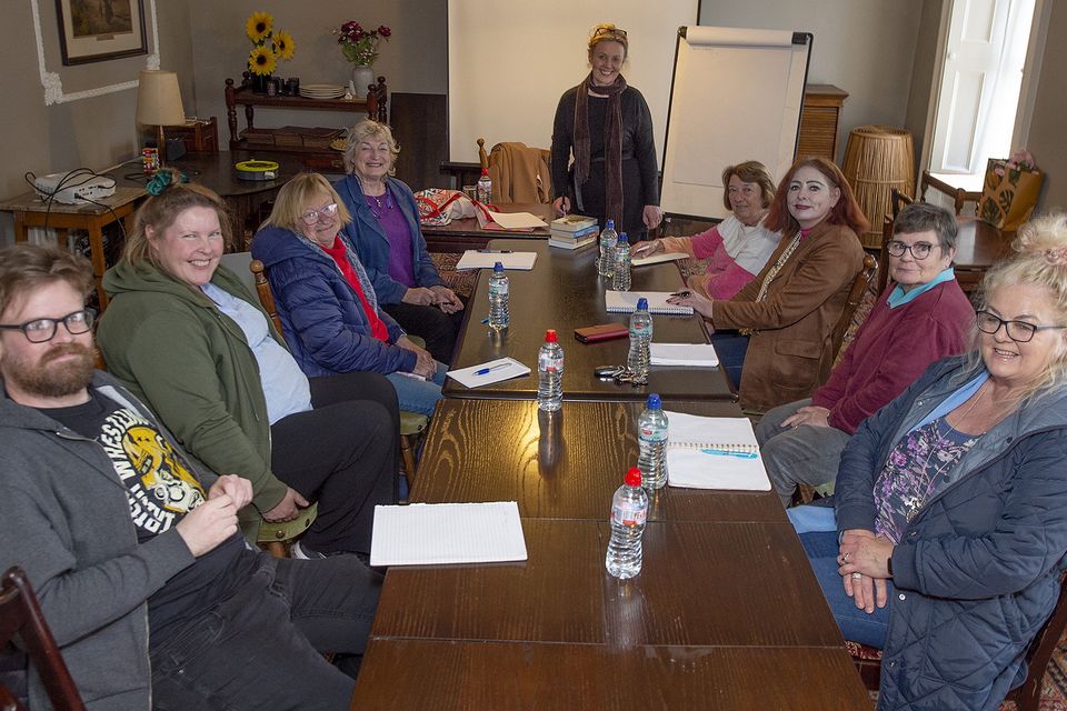 Author Sheila Forsey with members of Gorey Writers' Club at a workshop in the Loch Garman Arms Hotel on Monday evening. Photo: Jim Campbell