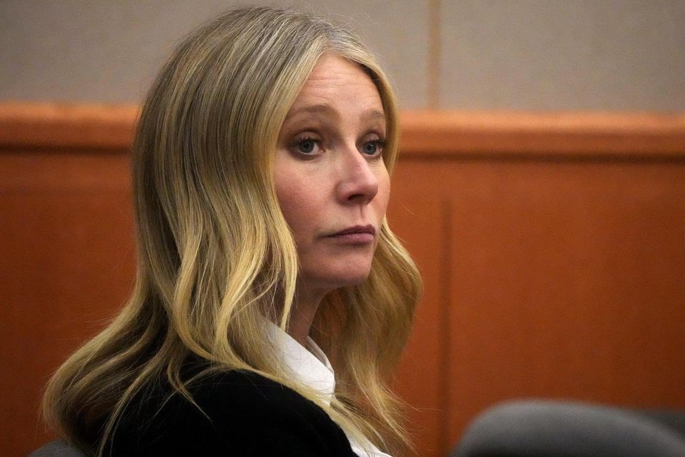 Gwyneth Paltrow in court in Utah this week where she was being sued for liability over a ski collision. The actress was found not at fault for the accident.