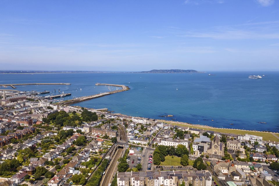 An aerial view of the coastline close to the property