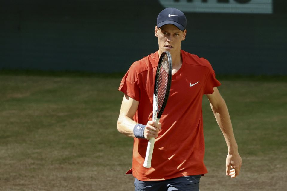 Jannik Sinner on his way to victory in Halle (Friso Gentsch/dpa via AP)