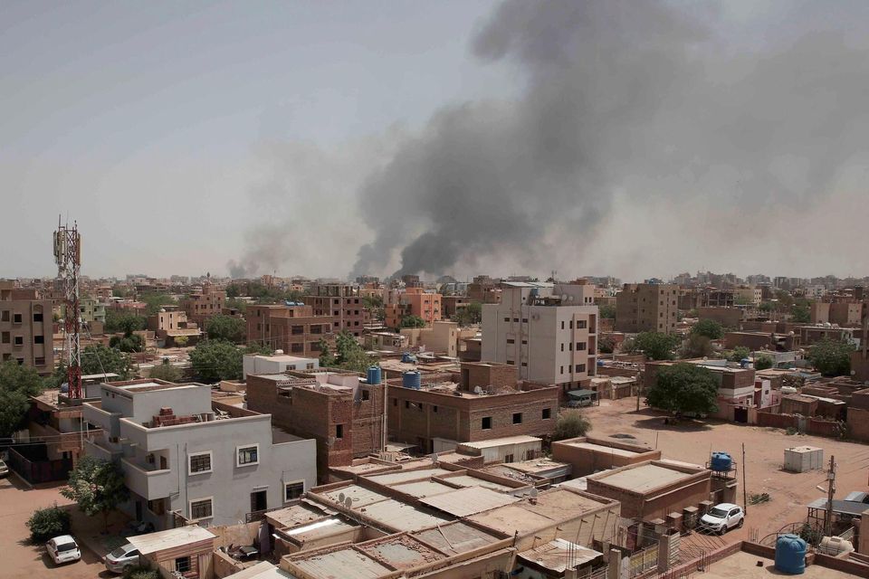 Smoke rises over Khartoum's skyline as the battle for control rages. Photo: Marwan Ali/AP