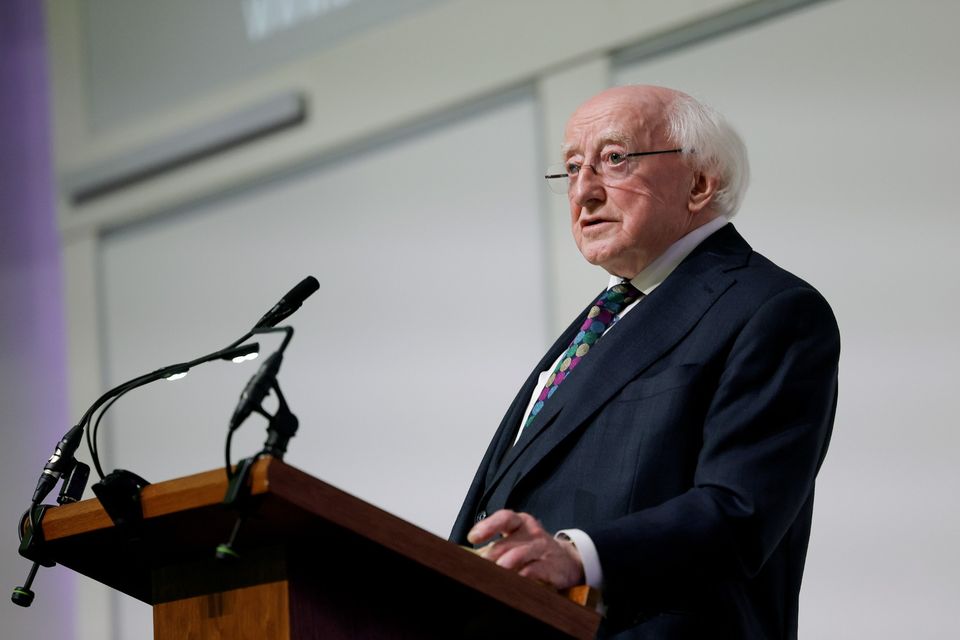 President Michael D Higgins delivering a lecture in Manchester this evening. Photo: Maxwell Photography.