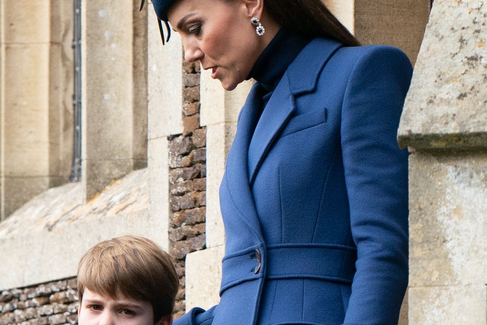 Prince Louis and the Princess of Wales leave after attending the Christmas Day morning church service at St Mary Magdalene Church in Sandringham, Norfolk (Joe Giddens/PA)