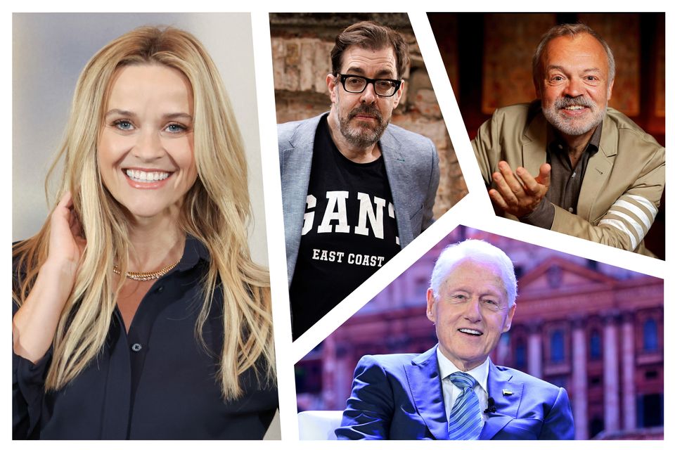 Celebrity writers: Clockwise from left, Reese Witherspoon, Richard Osman, Graham Norton and Bill Clinton