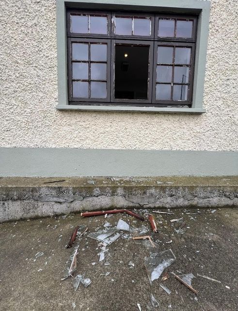 Windows were smashed at Graiguecullen GAA Club. Photo: Graiguecullen GAA Facebook