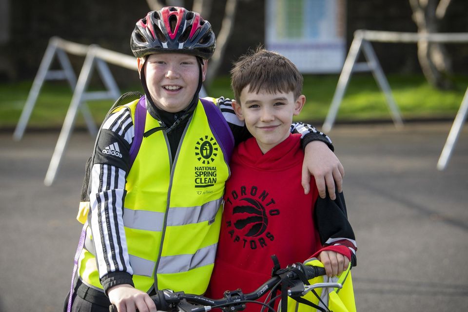 MJ Locke and Conor McCarthy pictured at the start of the Fenit Coastal Cycle last Saturday morning.
