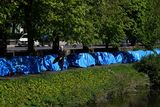 thumbnail: Tents have been pitched along a stretch of the Grand Canal (Brian Lawless/PA)