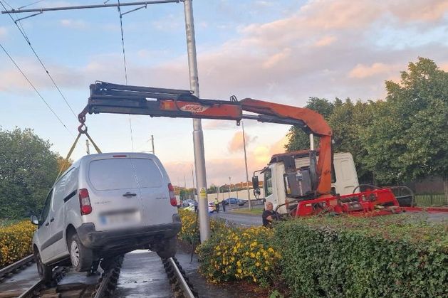 Crane removes vehicle from Luas Red Line after it got embedded on tracks