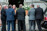 thumbnail: The coffin of musician Pat Fitzpatrick is taken into the chapel at Mt. Jerome crematorium.
Photo: Tony Gavin 22/4/2107