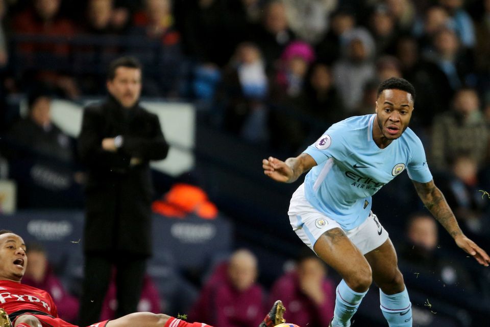 Raheem Sterling (right) have Manchester City the lead against Watford inside a minute