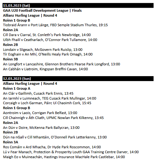 Cork GAA on X: The fixtures for the Allianz Leagues 2023 have been  confirmed today following the release of the GAA Master Plan for 2023.   #SportsDirectIreland #BorntoPlay   / X