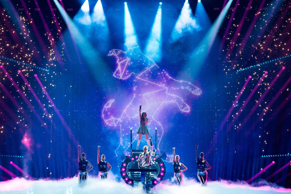  Emmy Kristiansen, Ireland's Eurovision 2025 entry rehearsing her song 'Laika Party' at St. Jakobshalle, Switzerland. Photo: Corinne Cumming/EBU/PA 