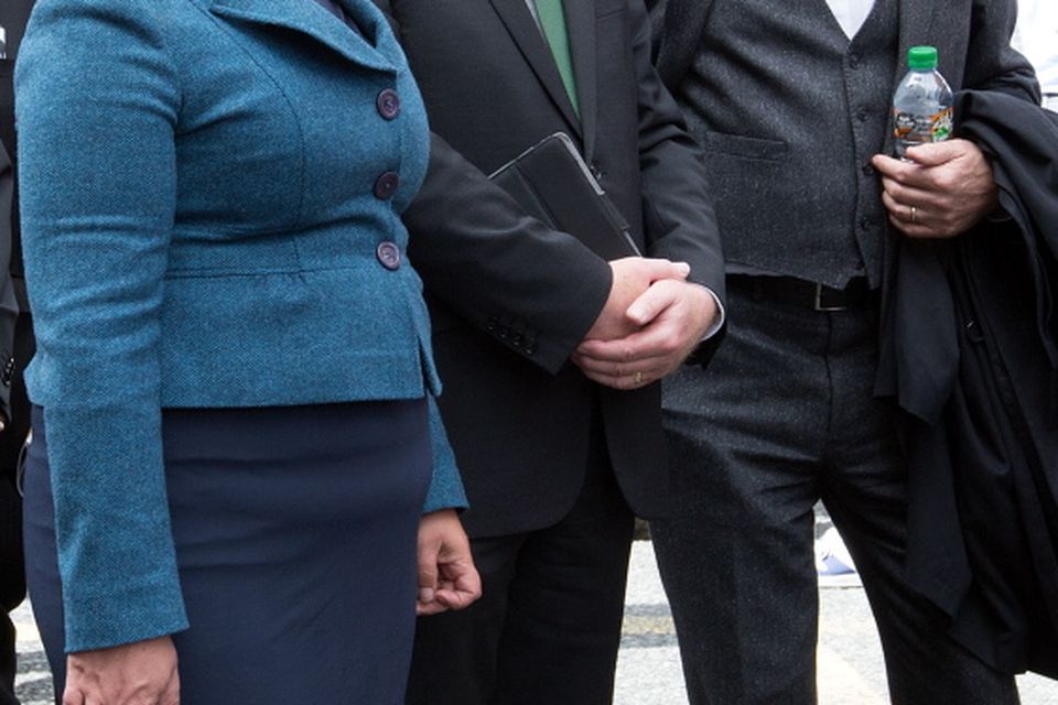 Mary Lou McDonald TD, Deputy First Minister Martin McGuinness and Sinn Fein Leader Gerry Adams who were at the Reenactment of the O'Donovan Rossa funeral at Dublin Castle.
Photo: Tony Gavin