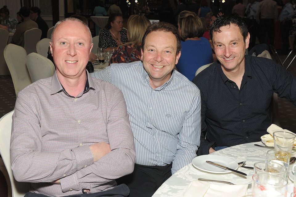 At the Gorey Community School's teachers retirement function in the Amber Springs on Friday evening were Brendan Bonner, Paddy McNulty and Kevin Gahan. Pic: Jim Campbell