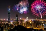 thumbnail: The capital of Taiwan in festive mood, with Taipei 101 standing tall over the city as the good luck rockets crackle
