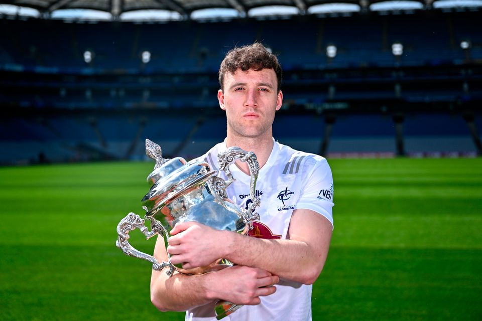 Darragh Kirwan of Kildare was in attendance at the launch of the Tailteann Cup at Croke Park. Photo: Piaras Ó Mídheach/Sportsfile