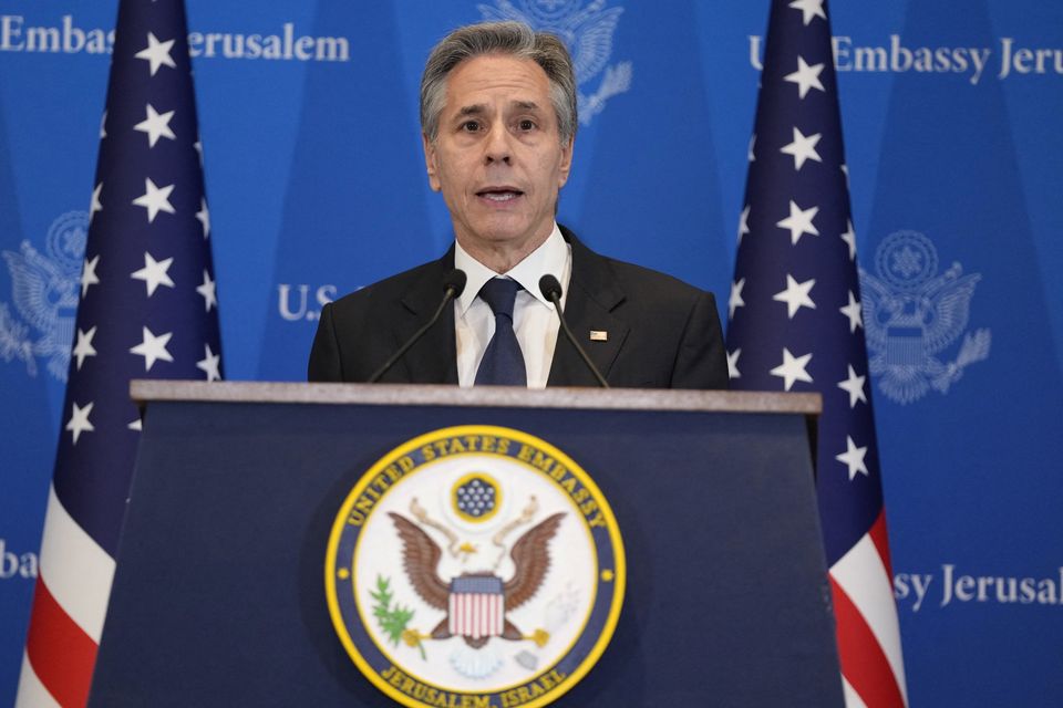 US secretary of state Antony Blinken speaks during a press conference in Israel yesterday. Photo: Reuters