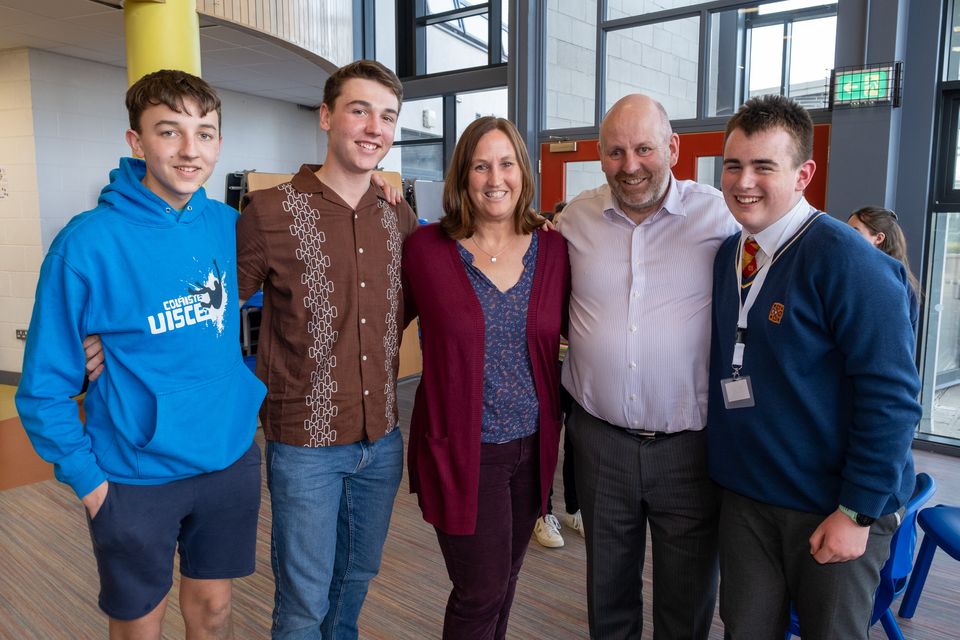 Benjamin, Jacob and Nikki Fry with Alan and Stanley Cox at the Wicklow Sings Festival at Temple Carrig School Greystones.