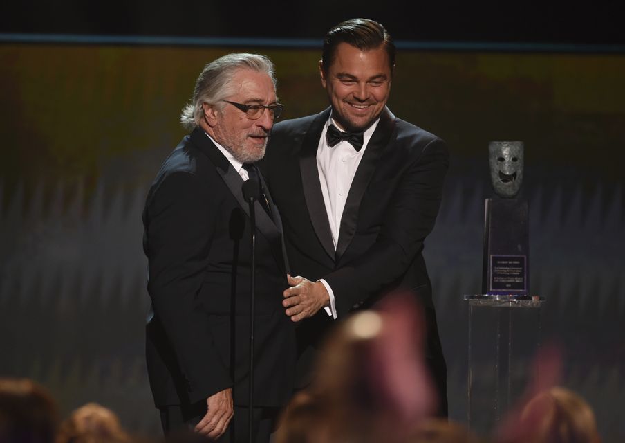 Leonardo DiCaprio presented Robert De Niro with a lifetime achievement award at the SAG Awards (Photo/Chris Pizzello)