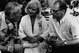 thumbnail: Marilyn Monroe with director John Huston and Arthur Miller in 1960