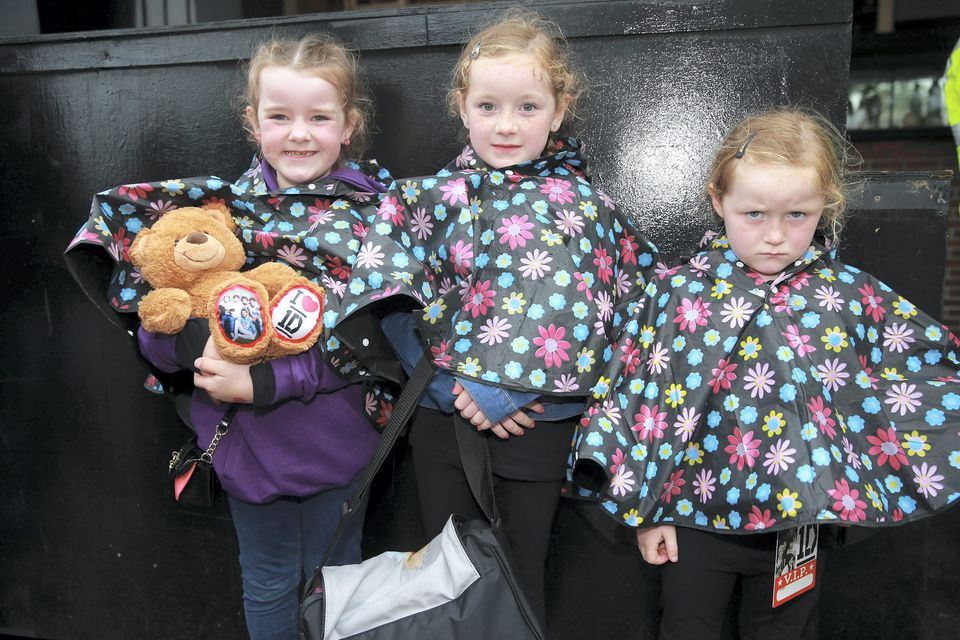 One Direction fans Ruby Best, age 7, Ruby Warden, 7, and Libby Warden, 5, from Belfast, on their way to see the band at Croke Park, Dublin.. Picture:Arthur Carron