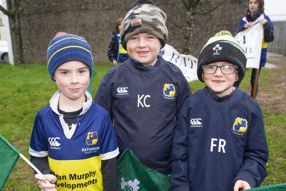 Sean Marah, Keelan Curley and Fionn Redmond at the St. Patrick's day parade in Rathdrum