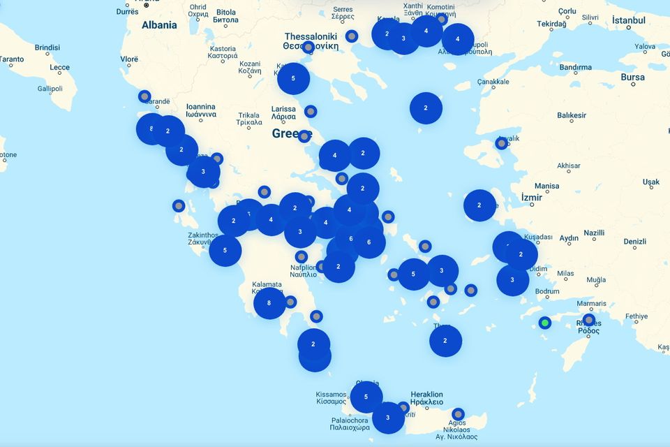 A map of beaches with Seatrac devices. Source: seatrac.gr