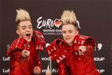 thumbnail: Jedward pictured at the Eurovision in 2011