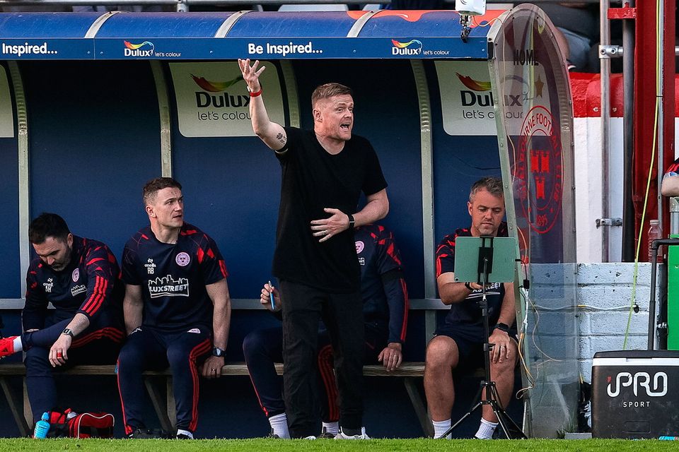 Shelbourne manager Damien Duff during the SSE Airtricity Men's Premier Division match between Shelbourne and Derry City at Tolka Park in Dublin. Photo by Thomas Flinkow/Sportsfile
