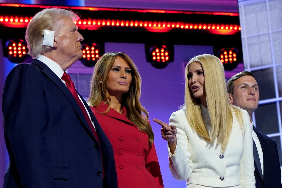 Melania makes rare appearance at RNC with Trump as family including ...