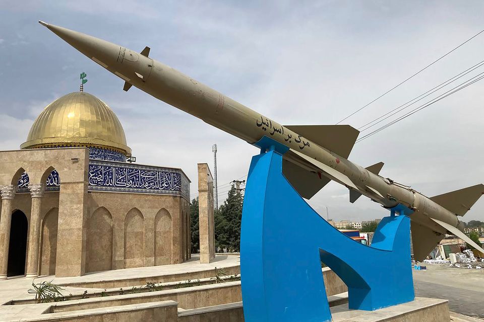 A missile on display in Iran's capital Tehran reads 'Death to Israel'. Photo: AP