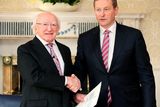 thumbnail: President Michael D. Higgins and Taoiseach Enda Kenny at the Aras An Uachtarain where the Dail was dissolved. Photo: Steve Humphreys