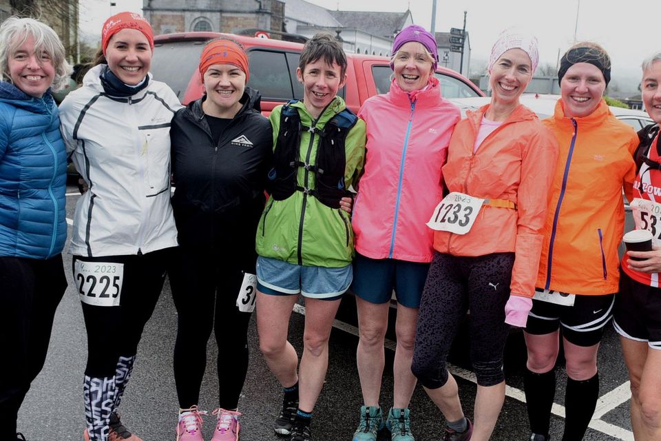 Mallow athletes Joanne McCann, Eaven Long, Joanne Ring, Jean Ryan, Nino Tighe, Liz Dwyer and Mags Hassett completed the Clara Hill Climb in Millstreet. Photo by John Tarrant