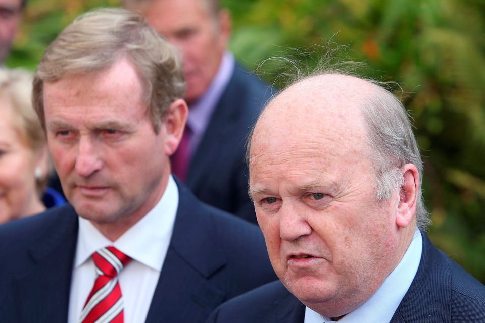 Michael Noonan and Enda Kenny speak to the media at the Fine Gael Parliamentary Party Think in