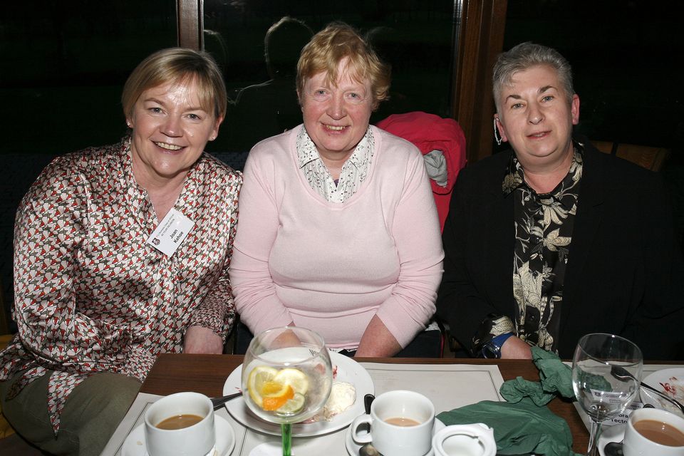 FCJ Bunclody class of 1983 Reunion in Bunclody Golf Club. Joan Kehoe, Jane Bailey and Debbie Tector.