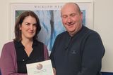 thumbnail: Wicklow RNLI volunteer Deirdre Ross receiving her first aid certification from coxswain Nick Keogh.